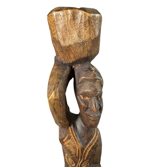 Vintage African Tribal Woman Carved Wooden Statue 12" Figure Folk Art Sculpture - Picture 6 of 13